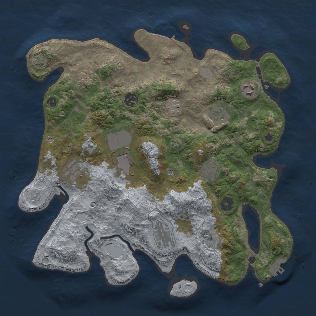 Rust Map: Procedural Map, Size: 3500, Seed: 20060123, 17 Monuments