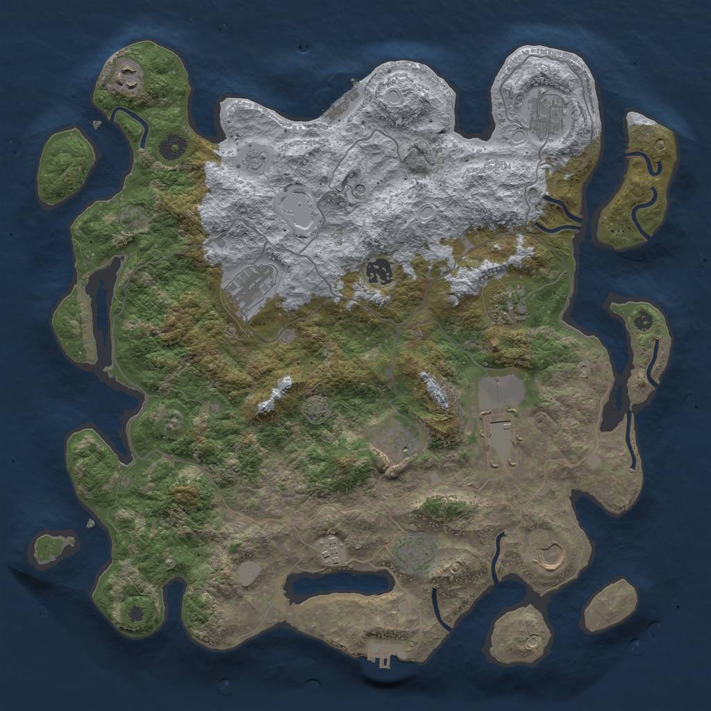 Rust Map: Procedural Map, Size: 4000, Seed: 1865300703, 18 Monuments