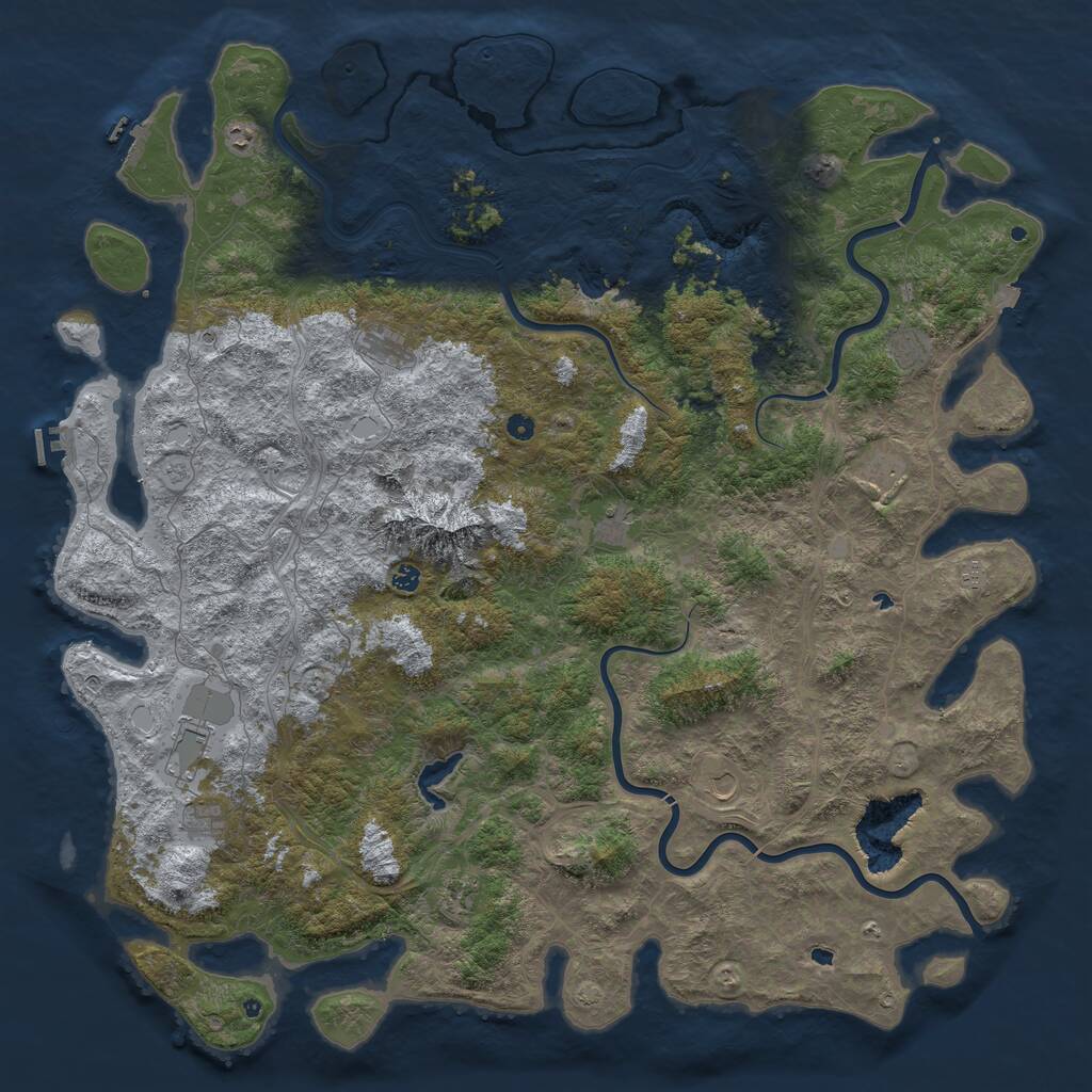 Rust Map: Procedural Map, Size: 6000, Seed: 1446745581, 17 Monuments