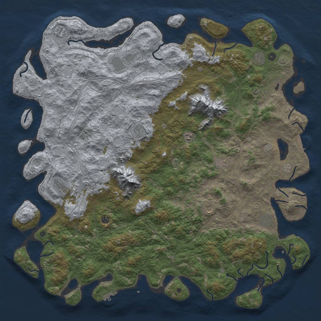 Rust Map: Procedural Map, Size: 6000, Seed: 5888, 19 Monuments