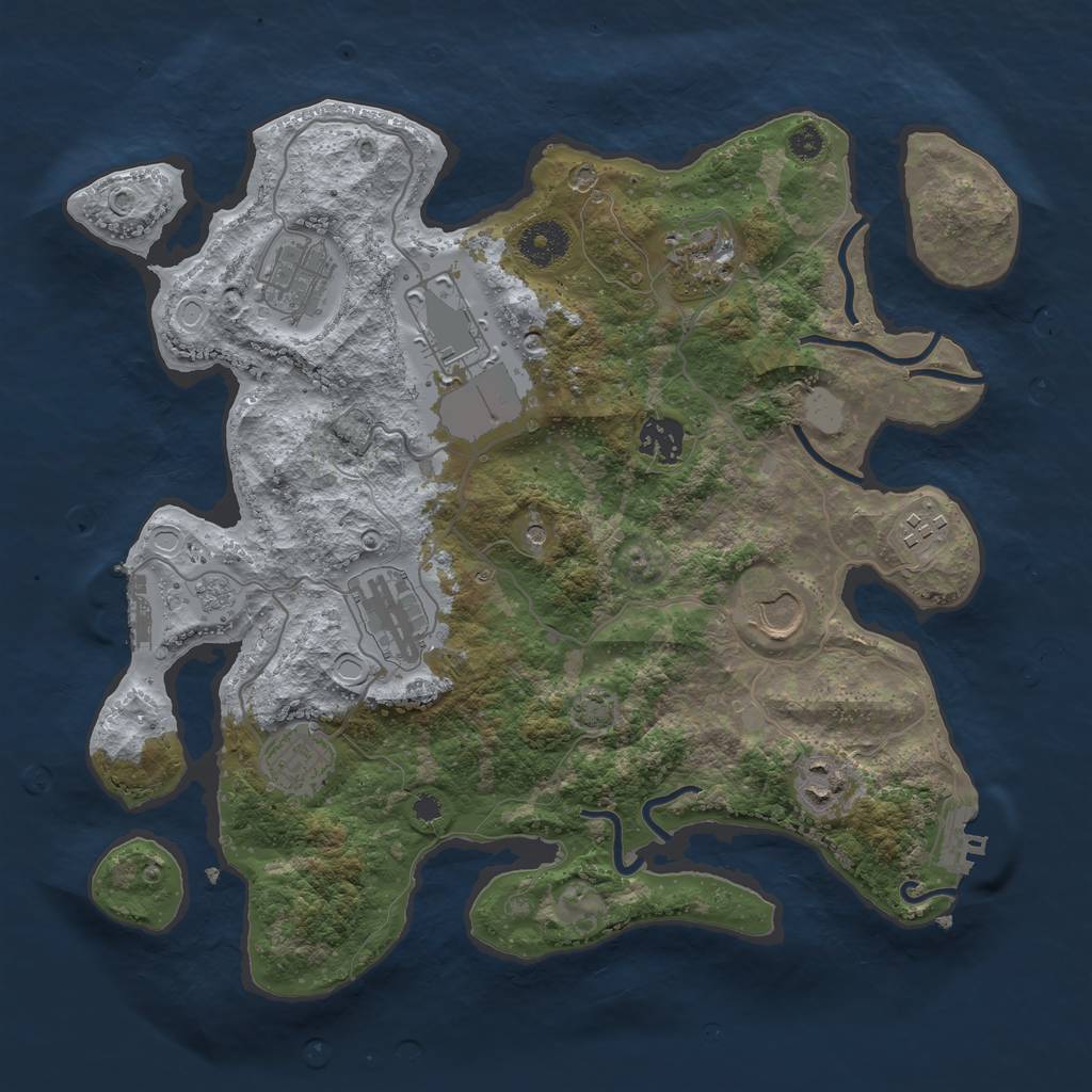 Rust Map: Procedural Map, Size: 3500, Seed: 8320756, 17 Monuments