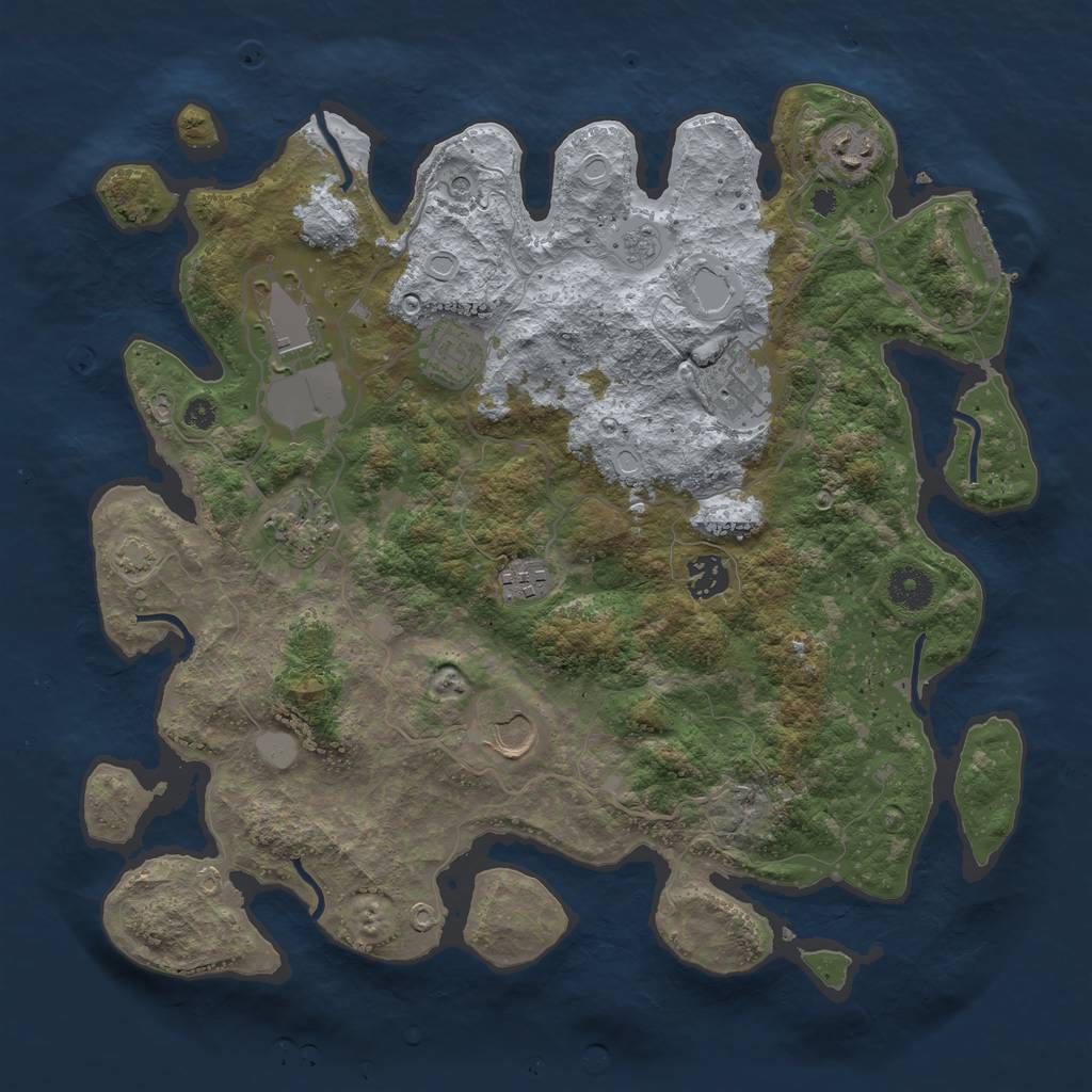 Rust Map: Procedural Map, Size: 3700, Seed: 1466576125, 15 Monuments