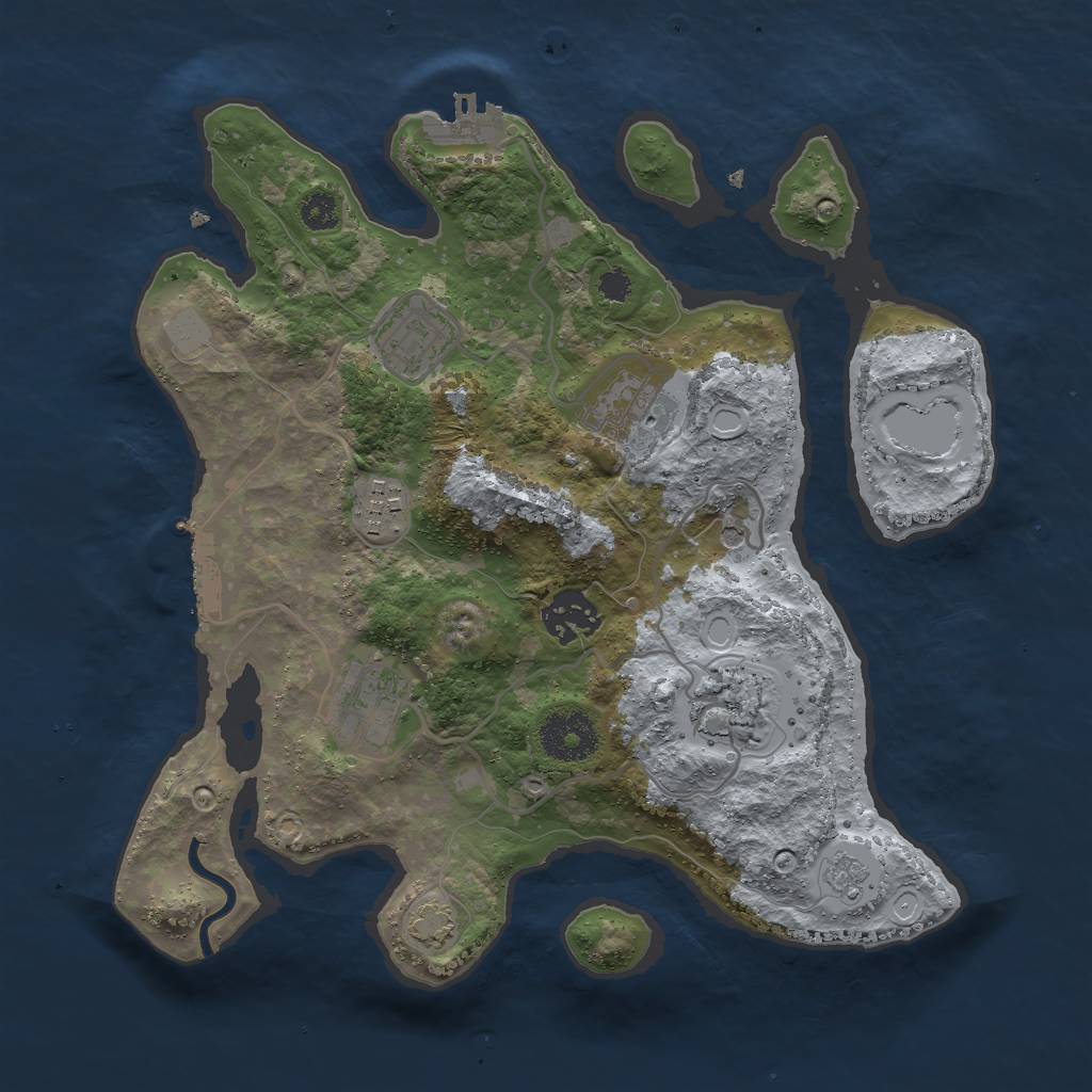 Rust Map: Procedural Map, Size: 3000, Seed: 1016053351, 14 Monuments