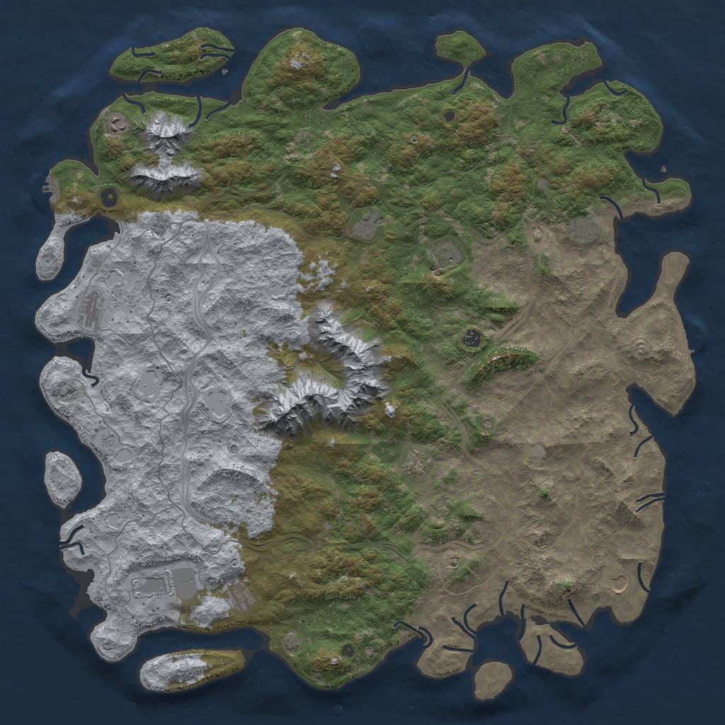 Rust Map: Procedural Map, Size: 6000, Seed: 58172553, 19 Monuments