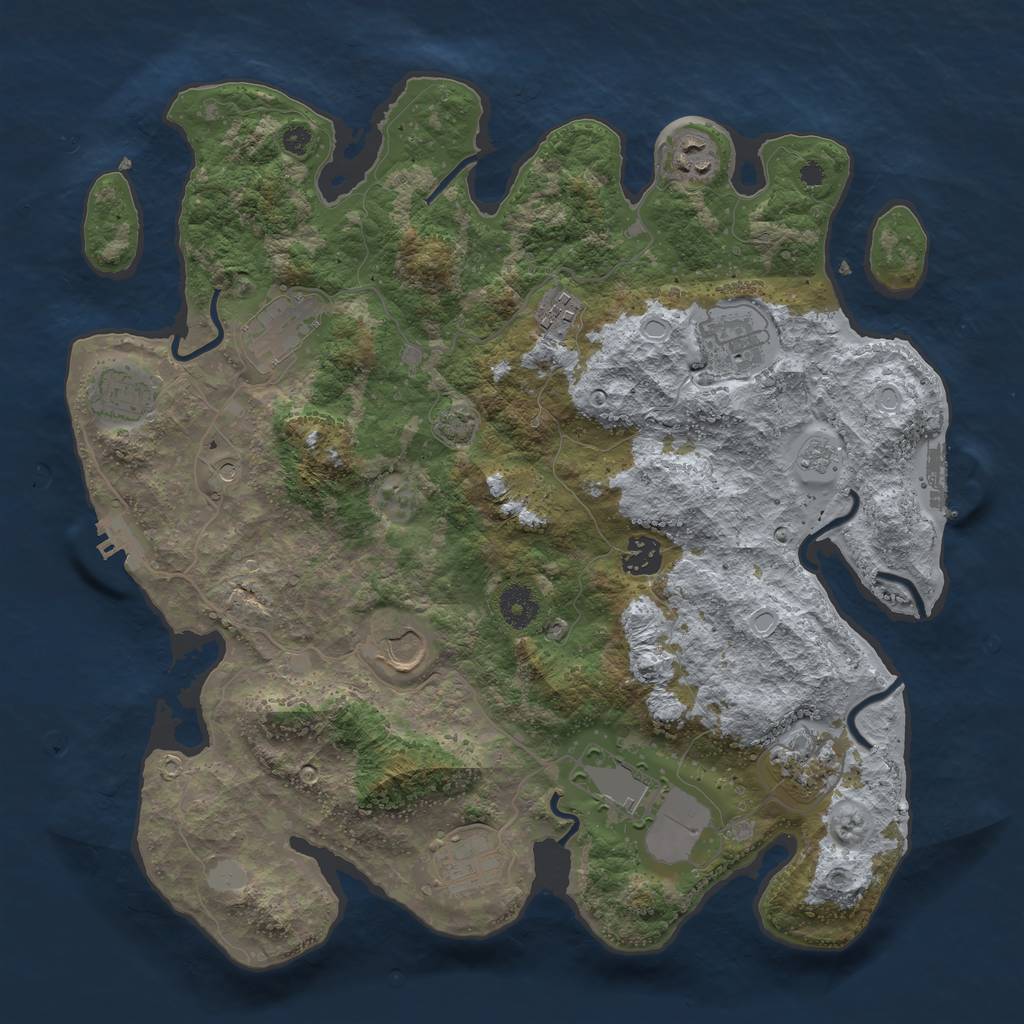 Rust Map: Procedural Map, Size: 3750, Seed: 34176151, 18 Monuments