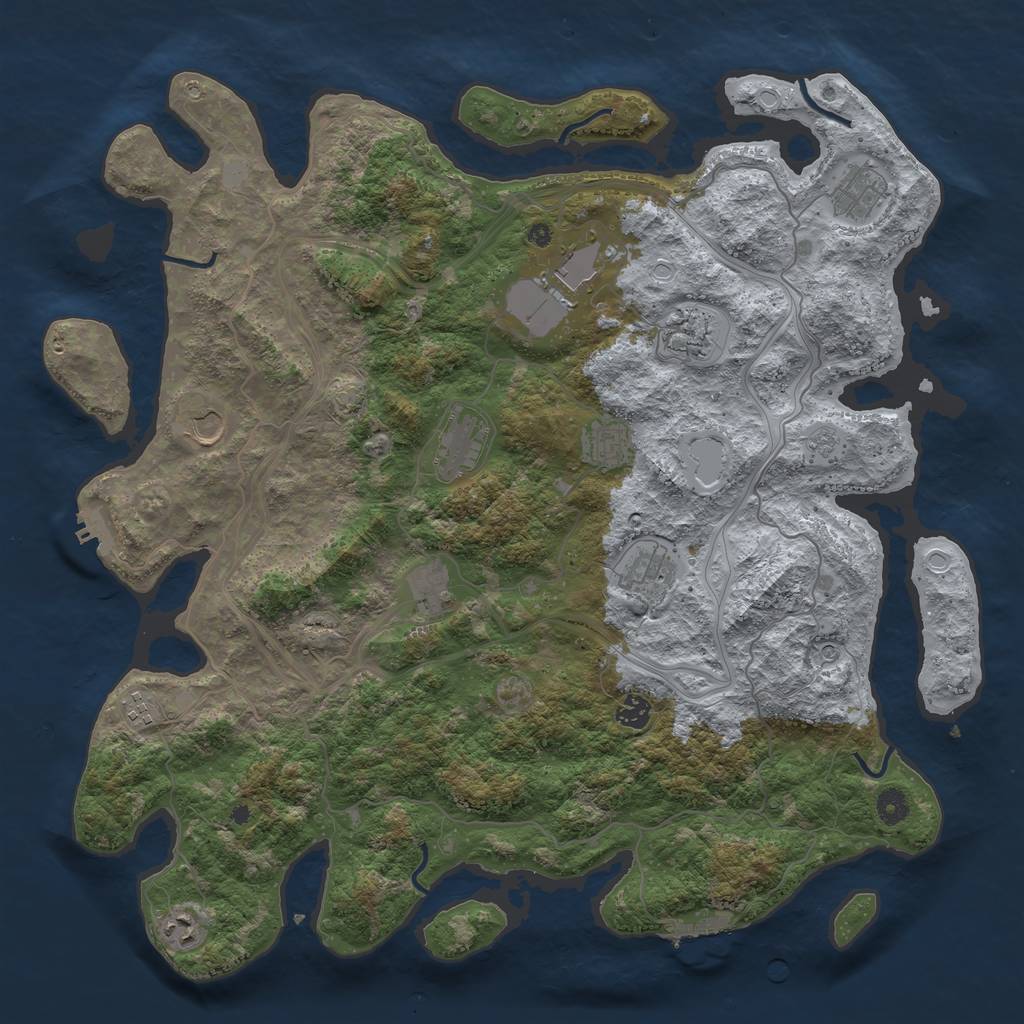 Rust Map: Procedural Map, Size: 4500, Seed: 1096586877, 19 Monuments