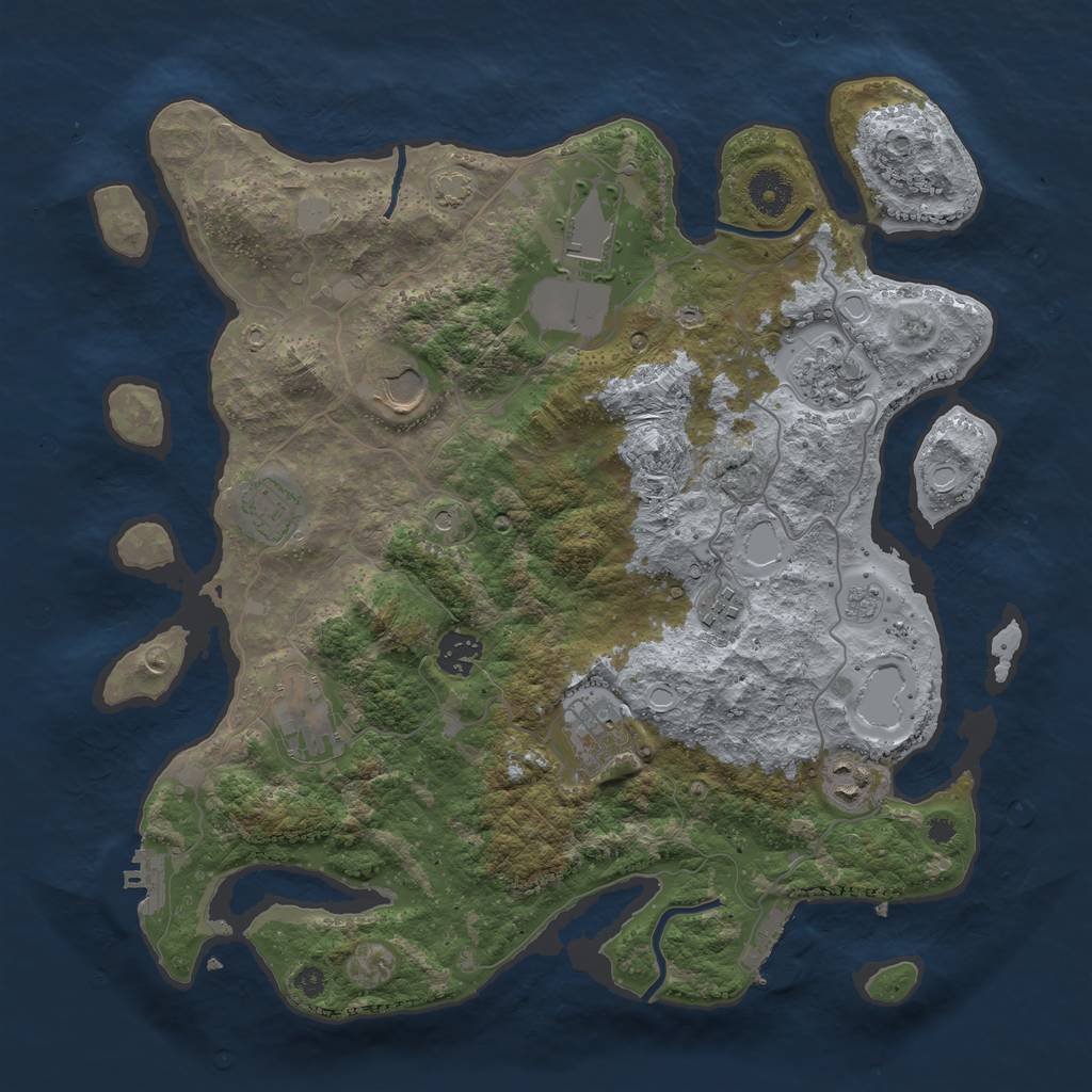 Rust Map: Procedural Map, Size: 3700, Seed: 39853009, 17 Monuments