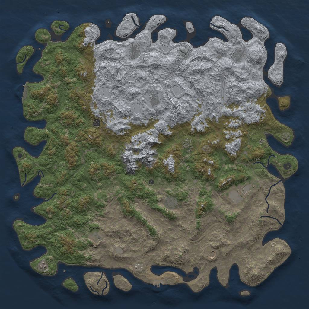 Rust Map: Procedural Map, Size: 6000, Seed: 1147896520, 19 Monuments