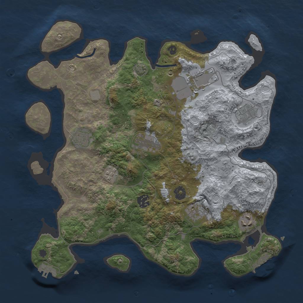 Rust Map: Procedural Map, Size: 3500, Seed: 163293268, 16 Monuments