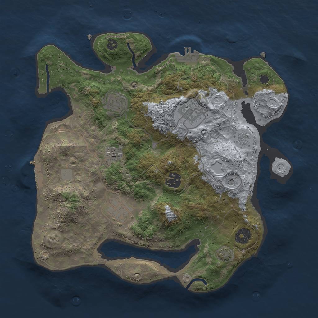 Rust Map: Procedural Map, Size: 3000, Seed: 1085626888, 13 Monuments