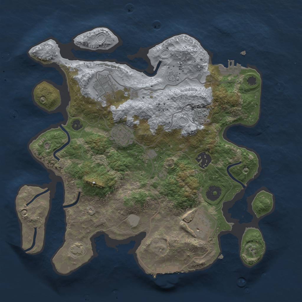 Rust Map: Procedural Map, Size: 3000, Seed: 93842862, 12 Monuments