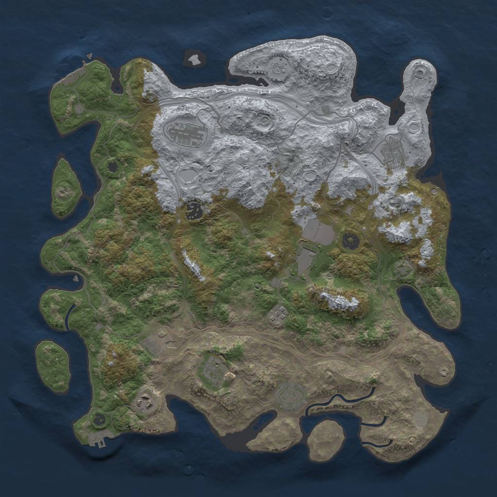 Rust Map: Procedural Map, Size: 4250, Seed: 483238629, 17 Monuments