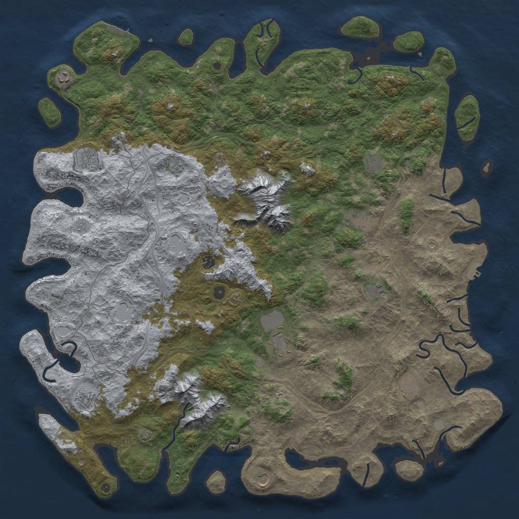 Rust Map: Procedural Map, Size: 6000, Seed: 2103274197, 19 Monuments