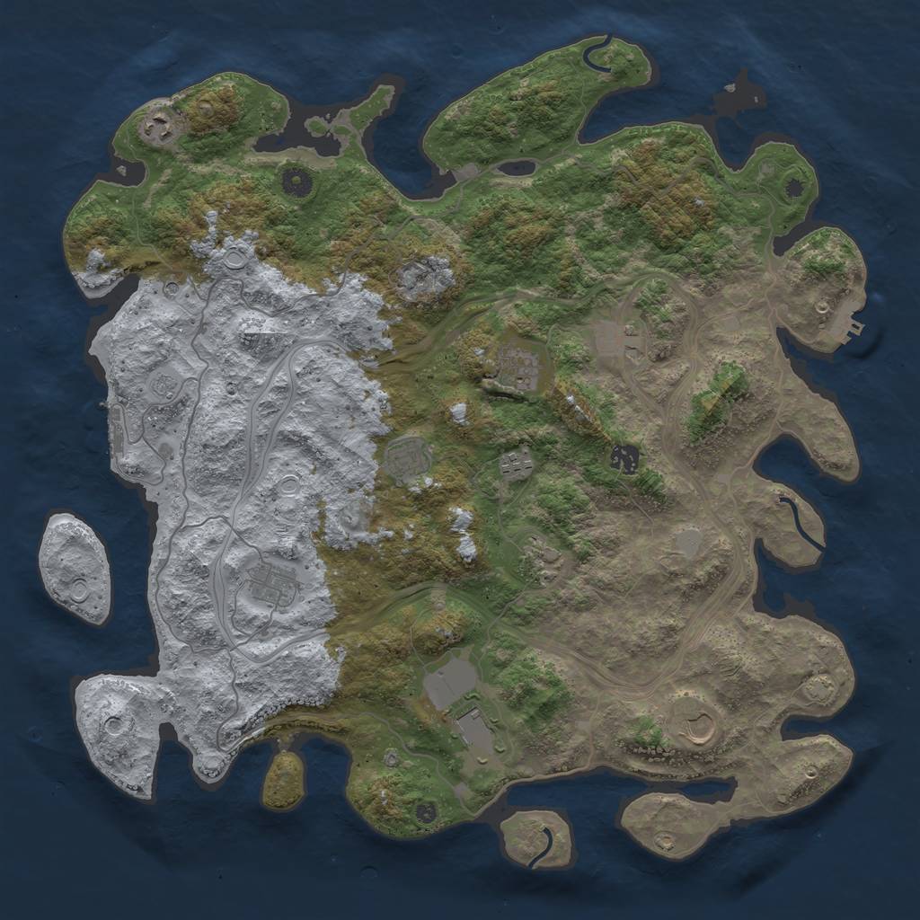 Rust Map: Procedural Map, Size: 4500, Seed: 1051431533, 18 Monuments