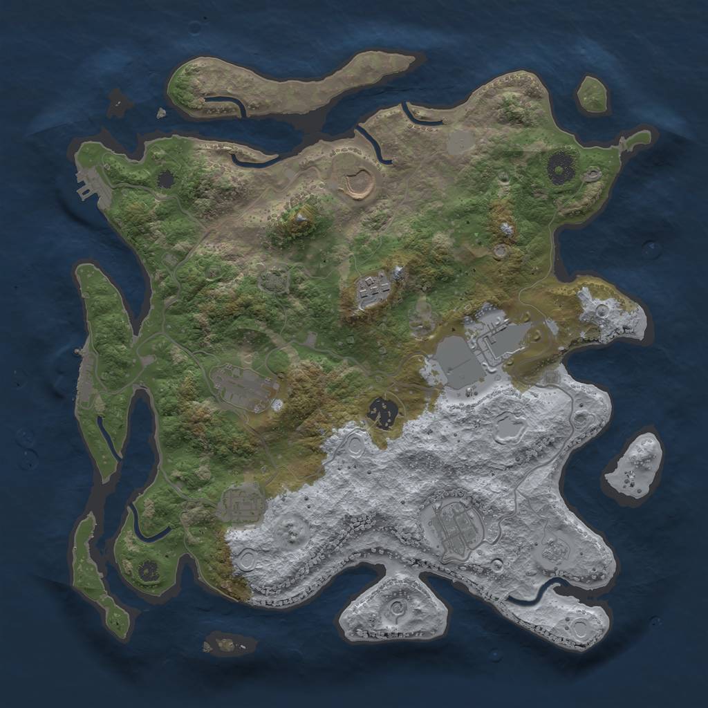Rust Map: Procedural Map, Size: 3500, Seed: 1128550497, 15 Monuments