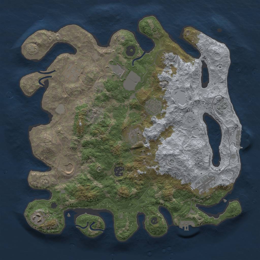 Rust Map: Procedural Map, Size: 3700, Seed: 1510727629, 18 Monuments