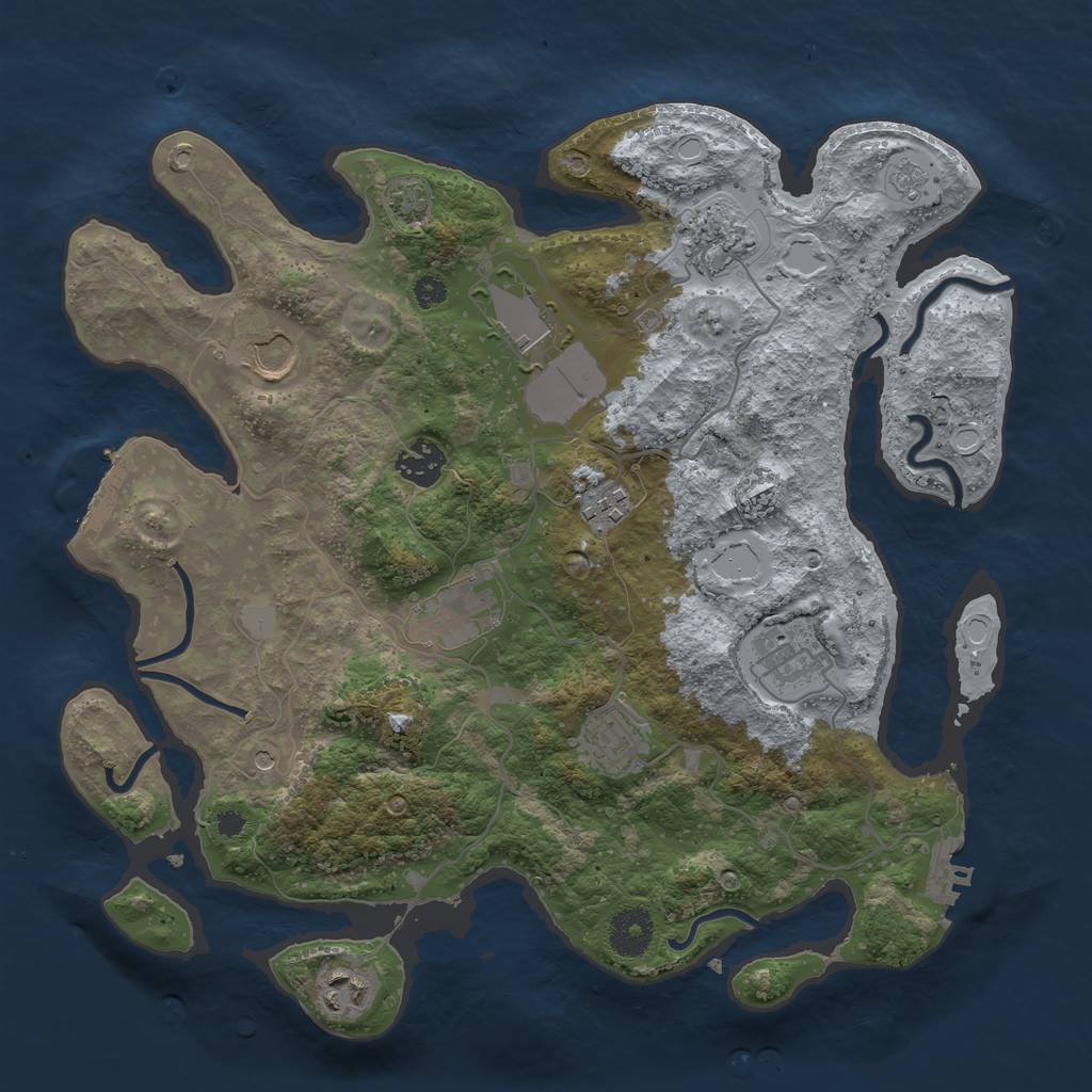 Rust Map: Procedural Map, Size: 3500, Seed: 1439760243, 17 Monuments