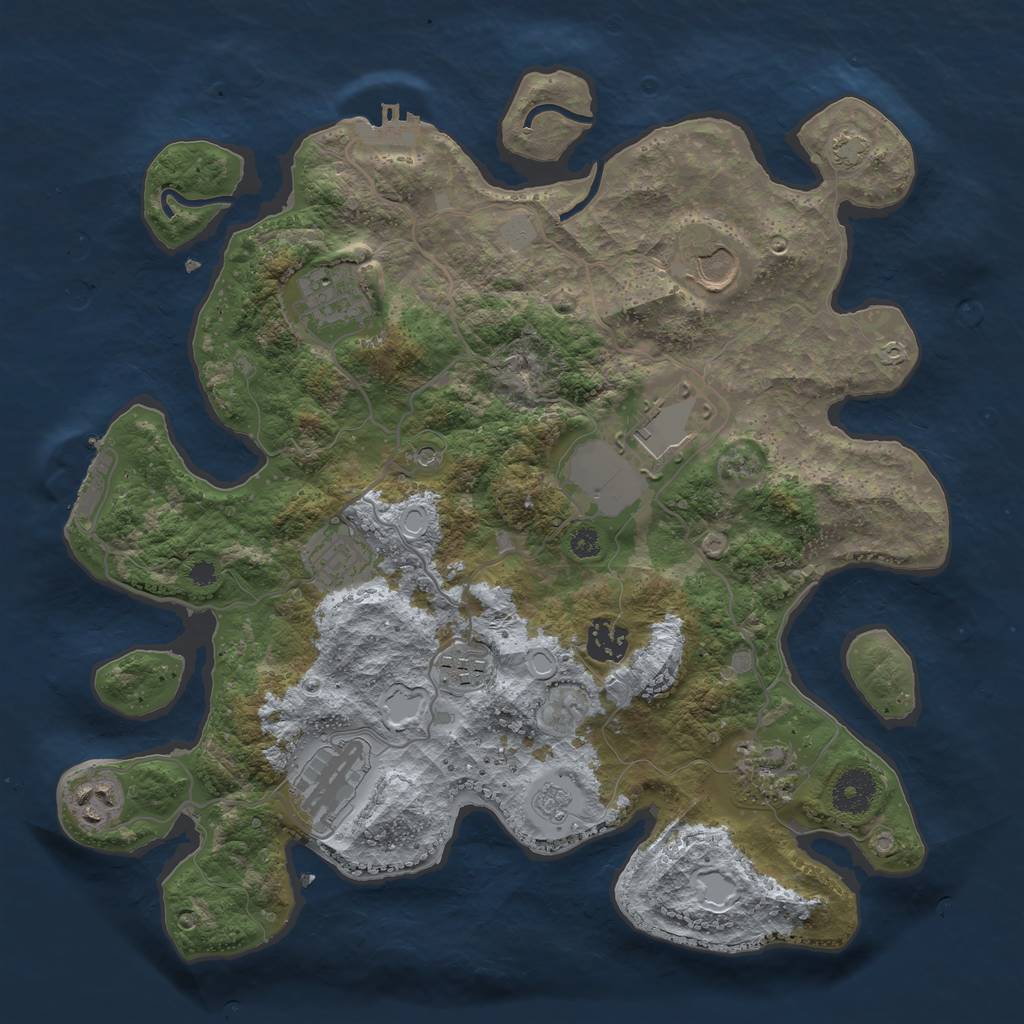 Rust Map: Procedural Map, Size: 3500, Seed: 14238605, 17 Monuments