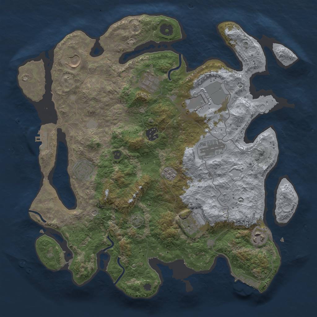 Rust Map: Procedural Map, Size: 3700, Seed: 1516386196, 17 Monuments