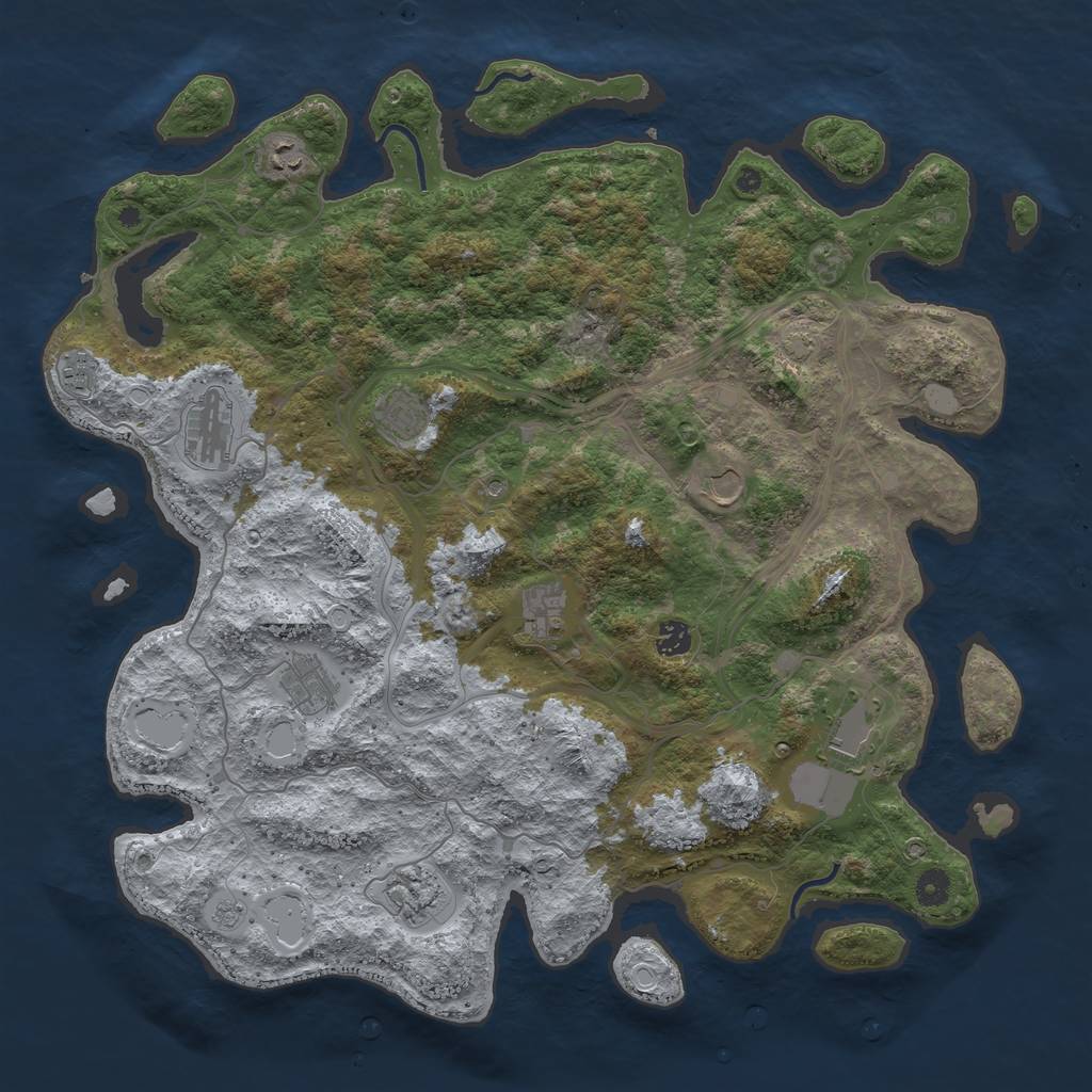 Rust Map: Procedural Map, Size: 4500, Seed: 2117955131, 16 Monuments