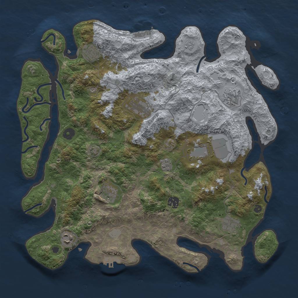 Rust Map: Procedural Map, Size: 3850, Seed: 2105466, 17 Monuments