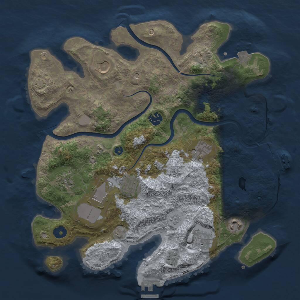 Rust Map: Procedural Map, Size: 3500, Seed: 1640242584, 15 Monuments