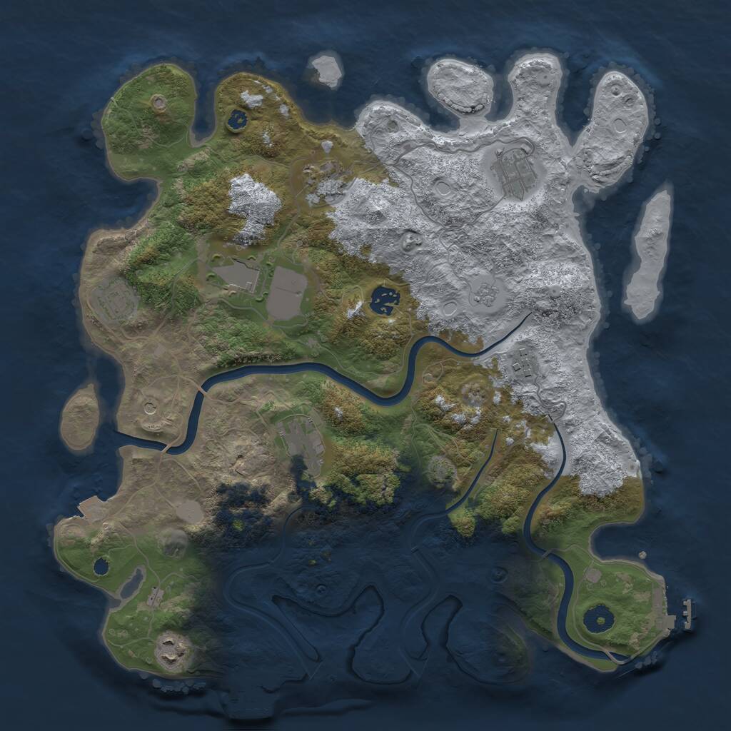 Rust Map: Procedural Map, Size: 3800, Seed: 49039485, 14 Monuments