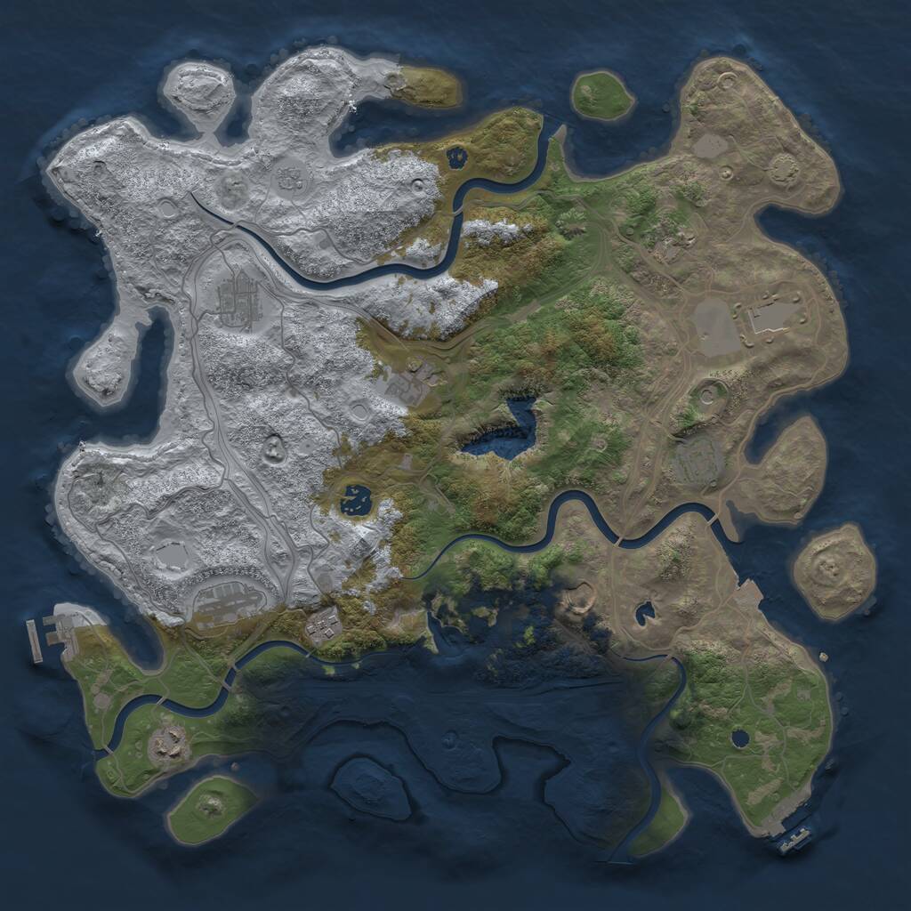 Rust Map: Procedural Map, Size: 4250, Seed: 821548092, 16 Monuments