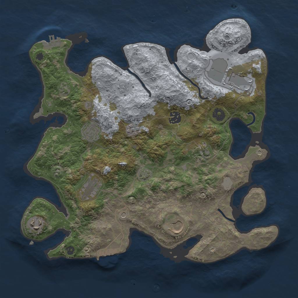 Rust Map: Procedural Map, Size: 3500, Seed: 21956166, 16 Monuments