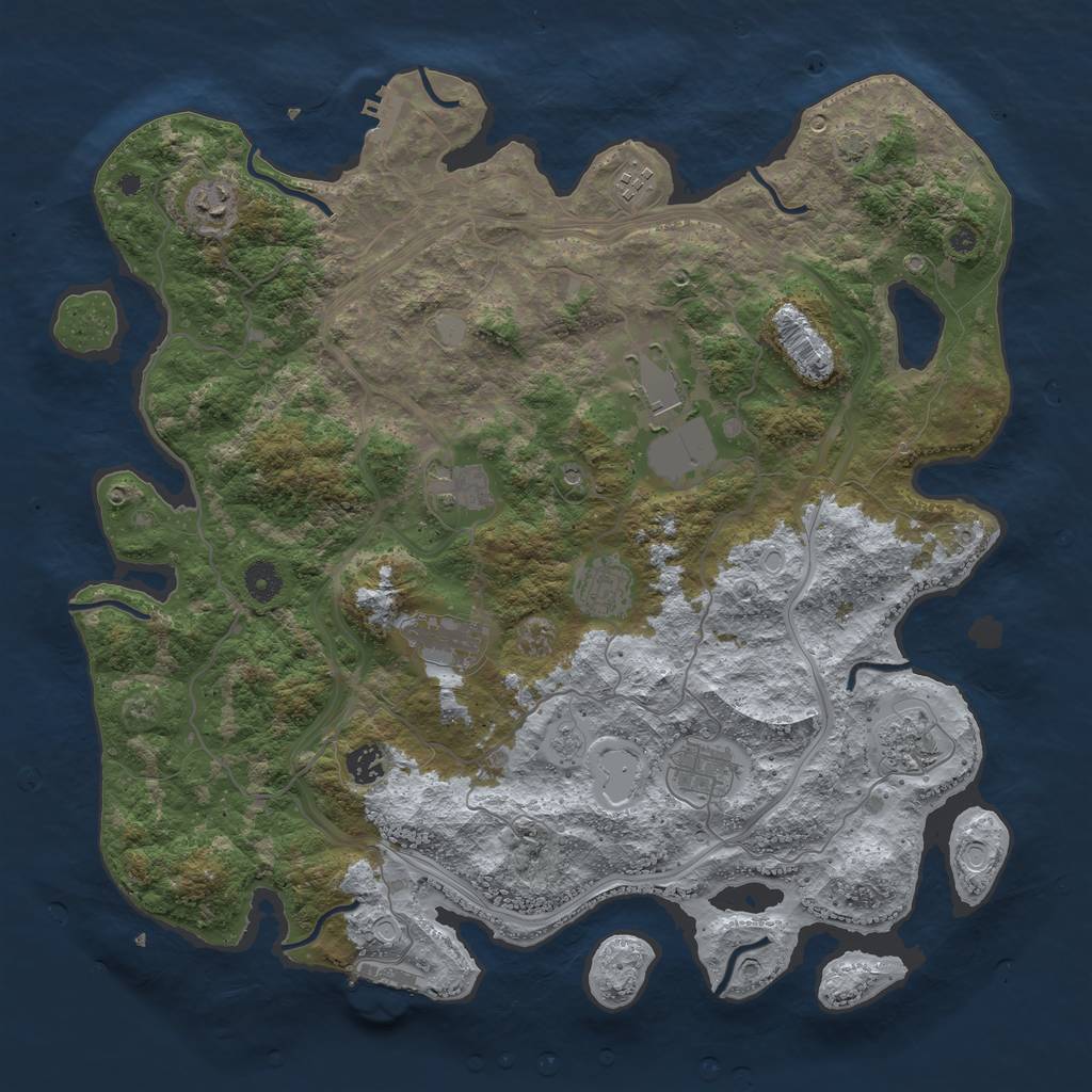 Rust Map: Procedural Map, Size: 4250, Seed: 480825583, 17 Monuments
