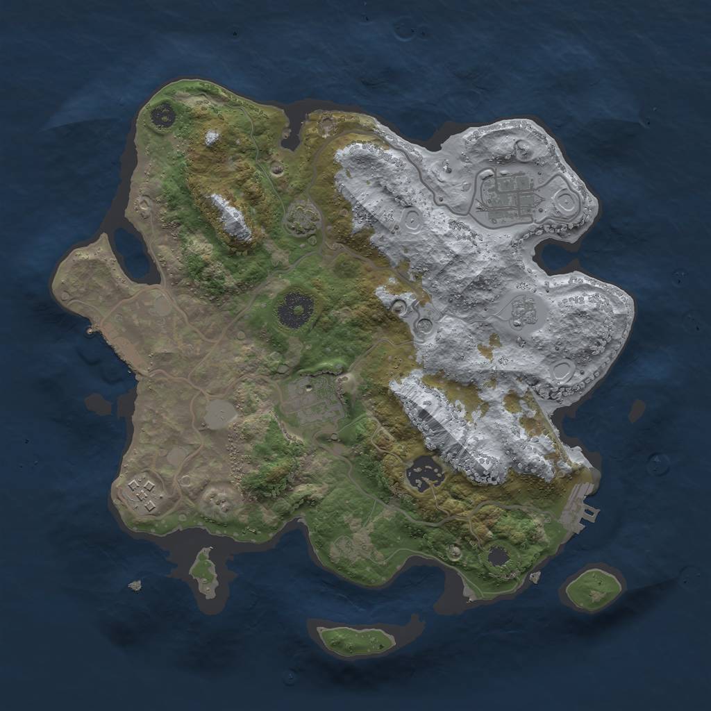 Rust Map: Procedural Map, Size: 3000, Seed: 1121384756, 12 Monuments
