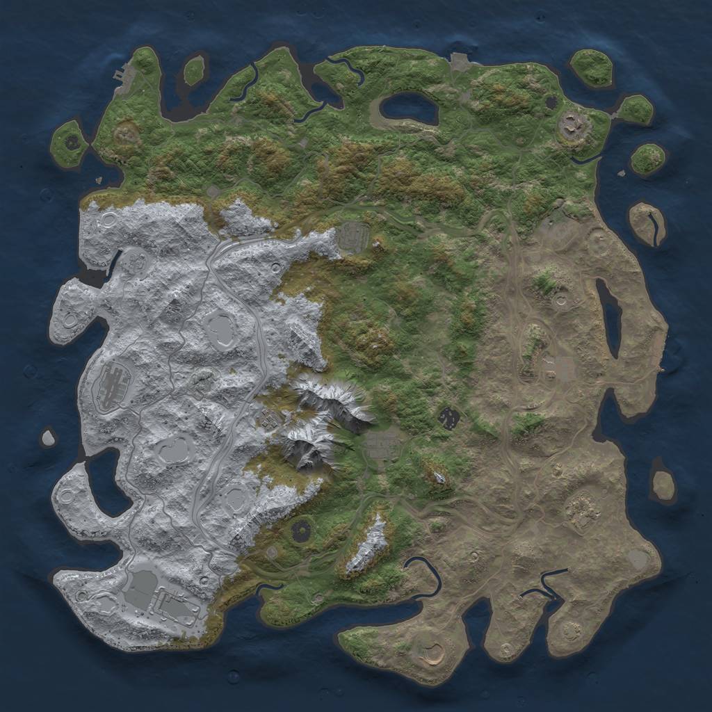 Rust Map: Procedural Map, Size: 5000, Seed: 395646, 19 Monuments