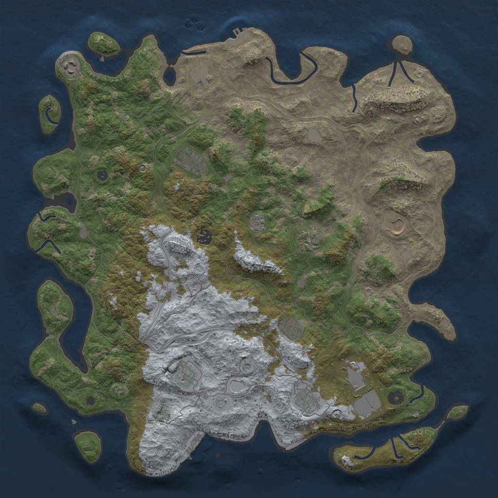 Rust Map: Procedural Map, Size: 4800, Seed: 422219298, 19 Monuments