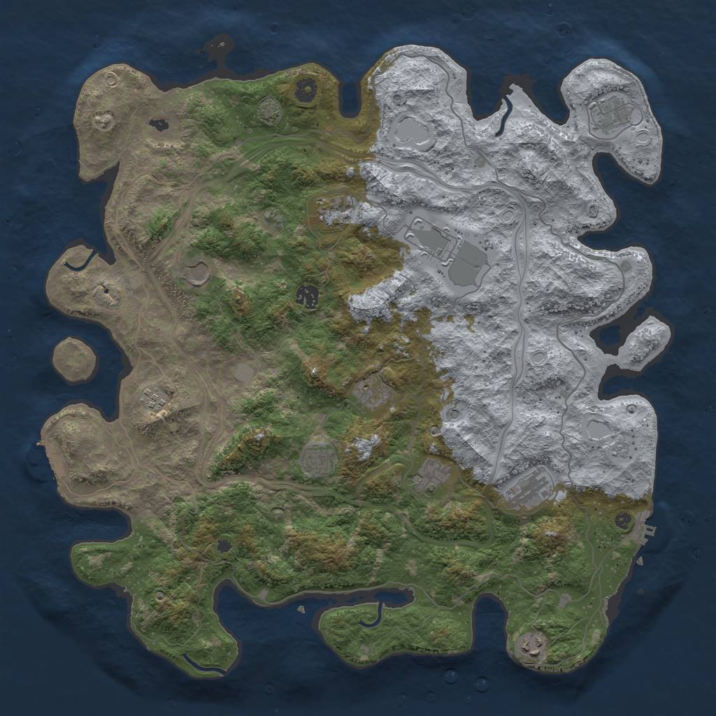 Rust Map: Procedural Map, Size: 4500, Seed: 601, 19 Monuments