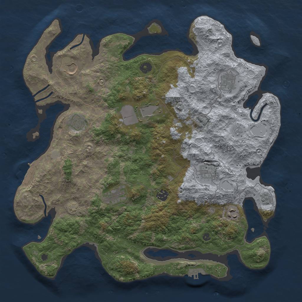 Rust Map: Procedural Map, Size: 3950, Seed: 22931142, 17 Monuments
