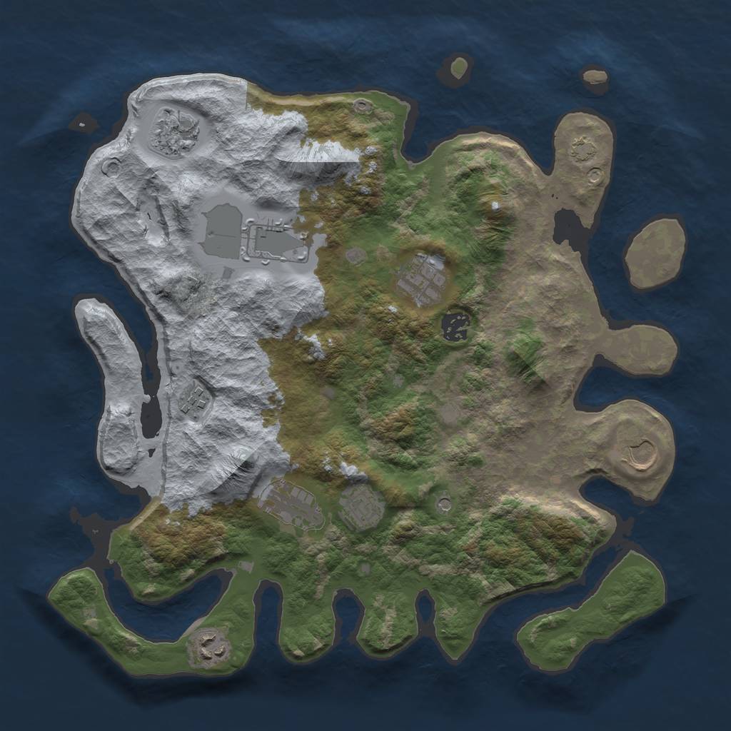 Rust Map: Barren, Size: 3650, Seed: 55209413, 13 Monuments