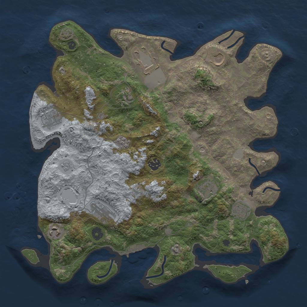 Rust Map: Procedural Map, Size: 3800, Seed: 81685552, 17 Monuments