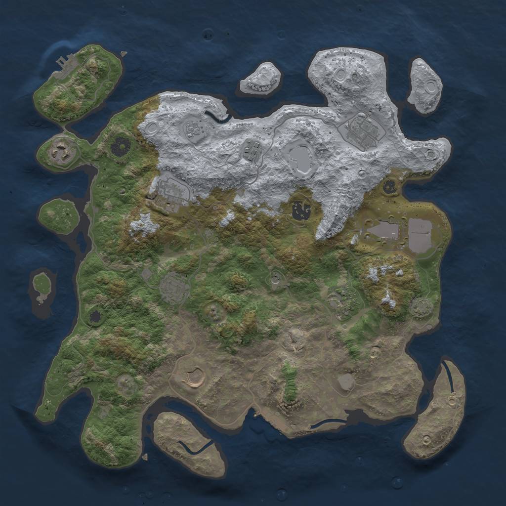 Rust Map: Procedural Map, Size: 3850, Seed: 36186140, 17 Monuments