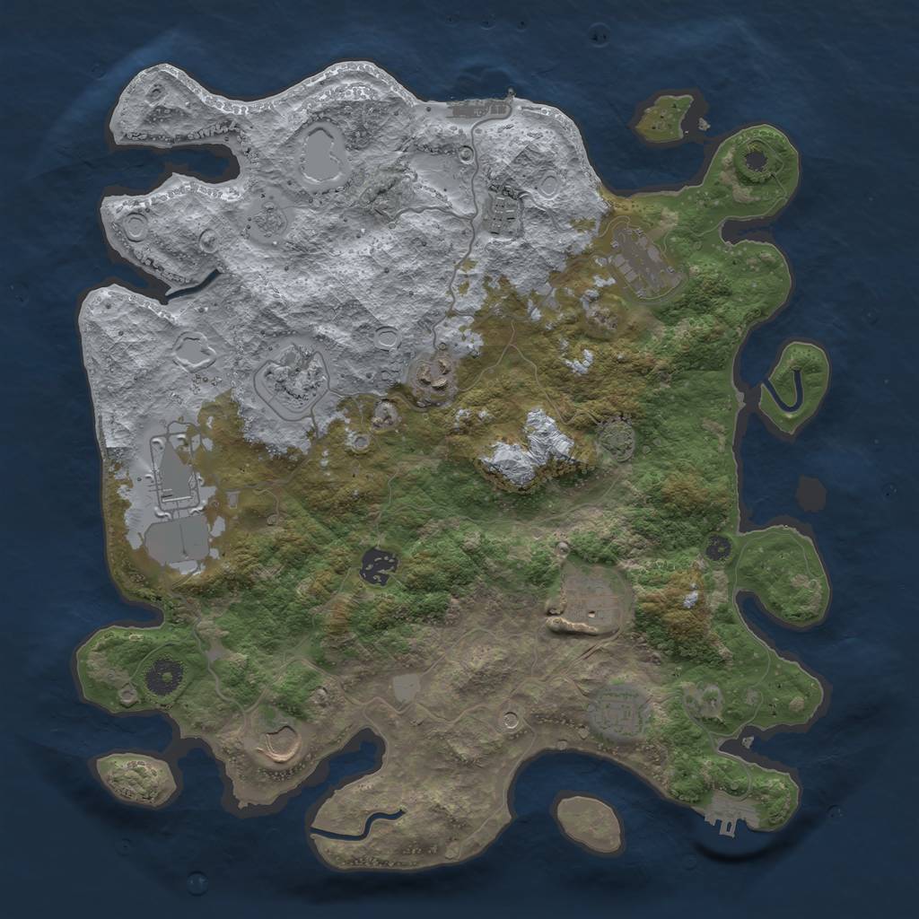 Rust Map: Procedural Map, Size: 3750, Seed: 85247730, 17 Monuments