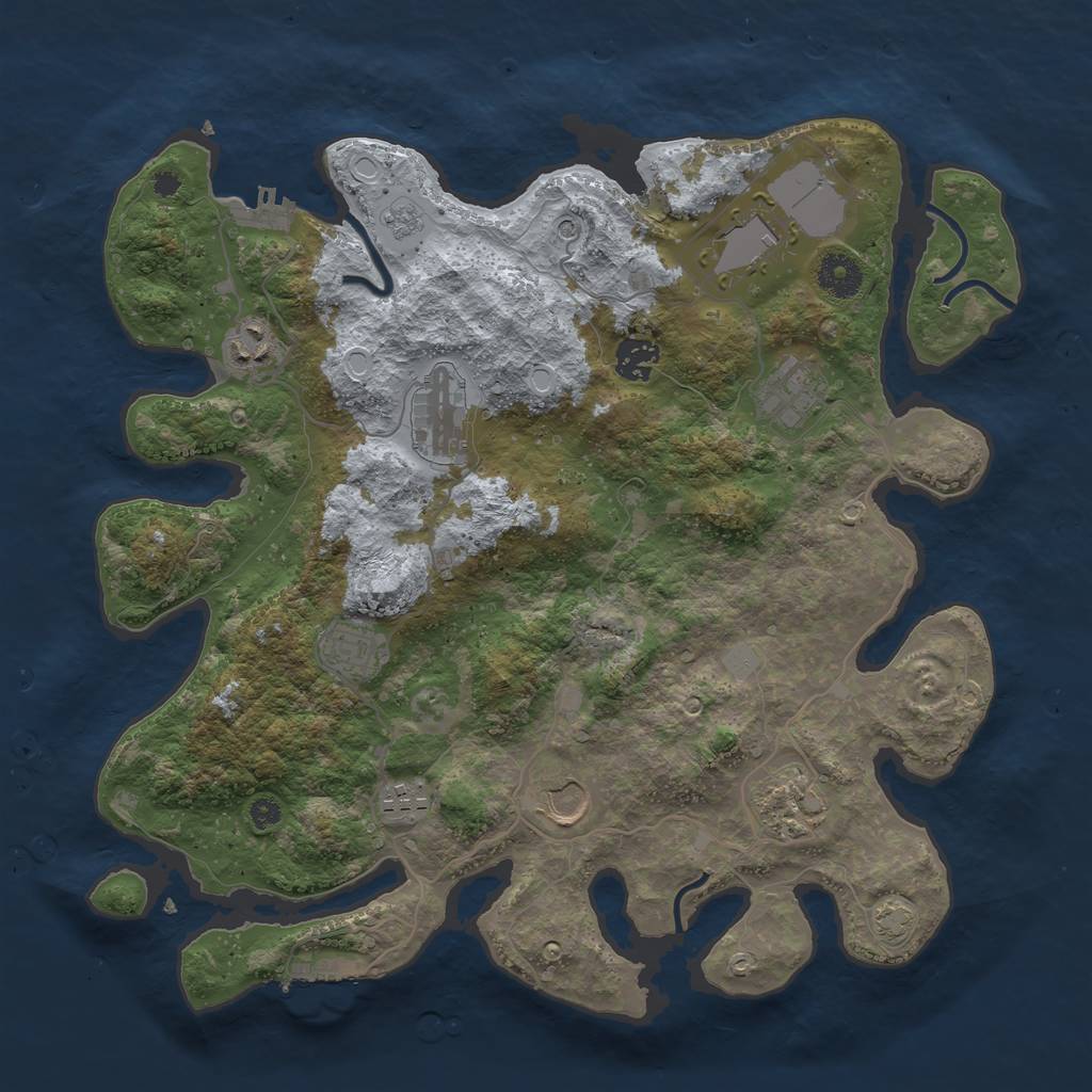 Rust Map: Procedural Map, Size: 3700, Seed: 46164331, 17 Monuments
