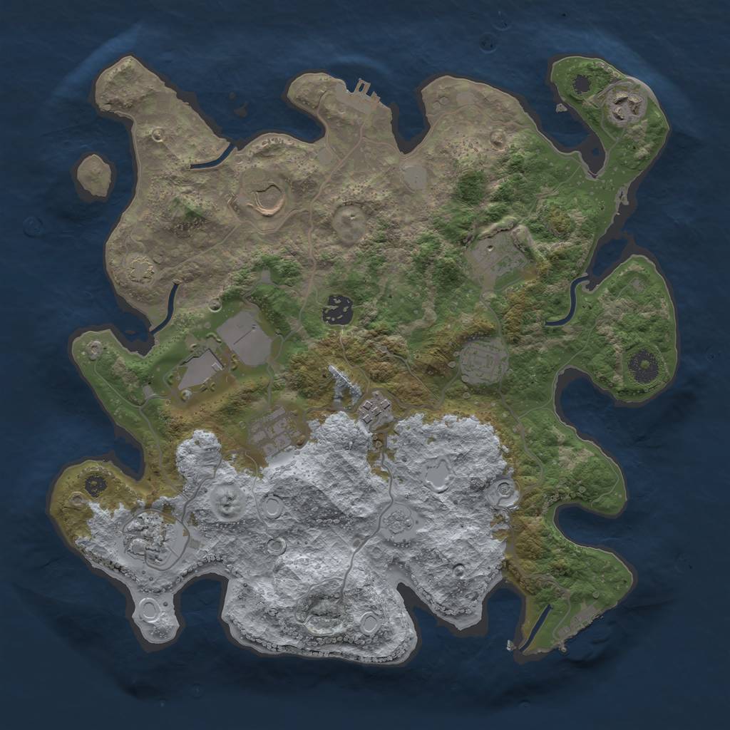 Rust Map: Procedural Map, Size: 3500, Seed: 47981765, 17 Monuments