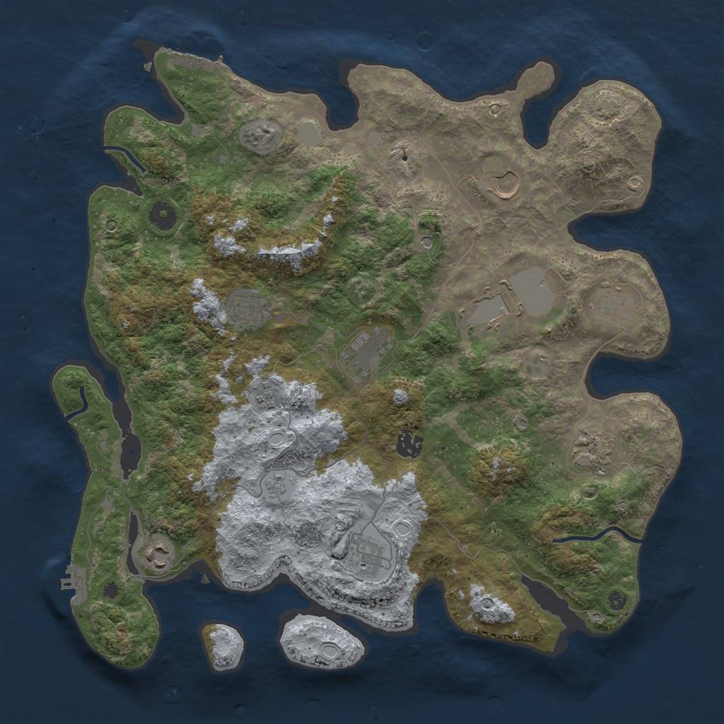 Rust Map: Procedural Map, Size: 3950, Seed: 24006833, 18 Monuments