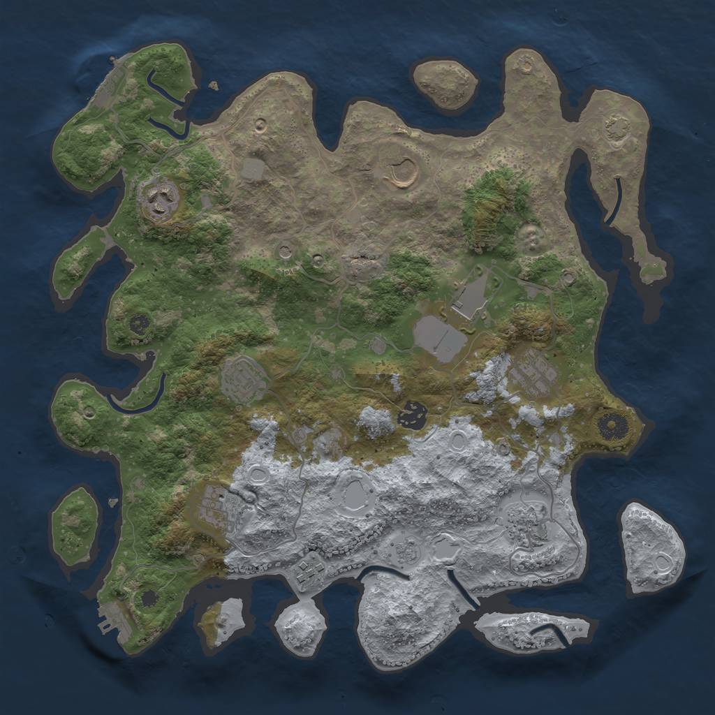 Rust Map: Procedural Map, Size: 3650, Seed: 44908442, 17 Monuments