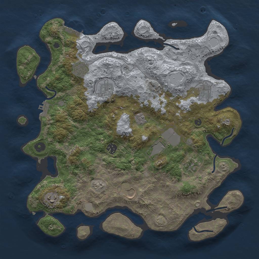 Rust Map: Procedural Map, Size: 3750, Seed: 20224888, 17 Monuments