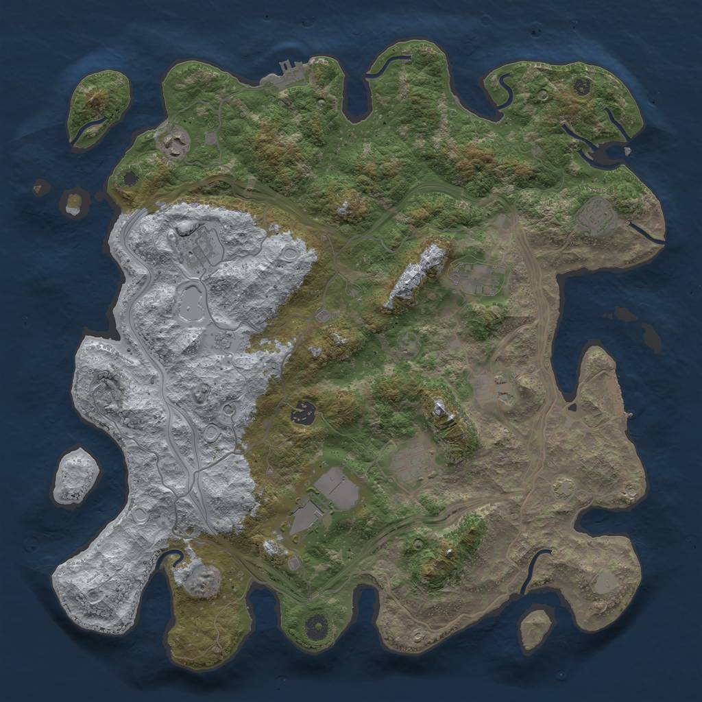 Rust Map: Procedural Map, Size: 4250, Seed: 91434450, 16 Monuments
