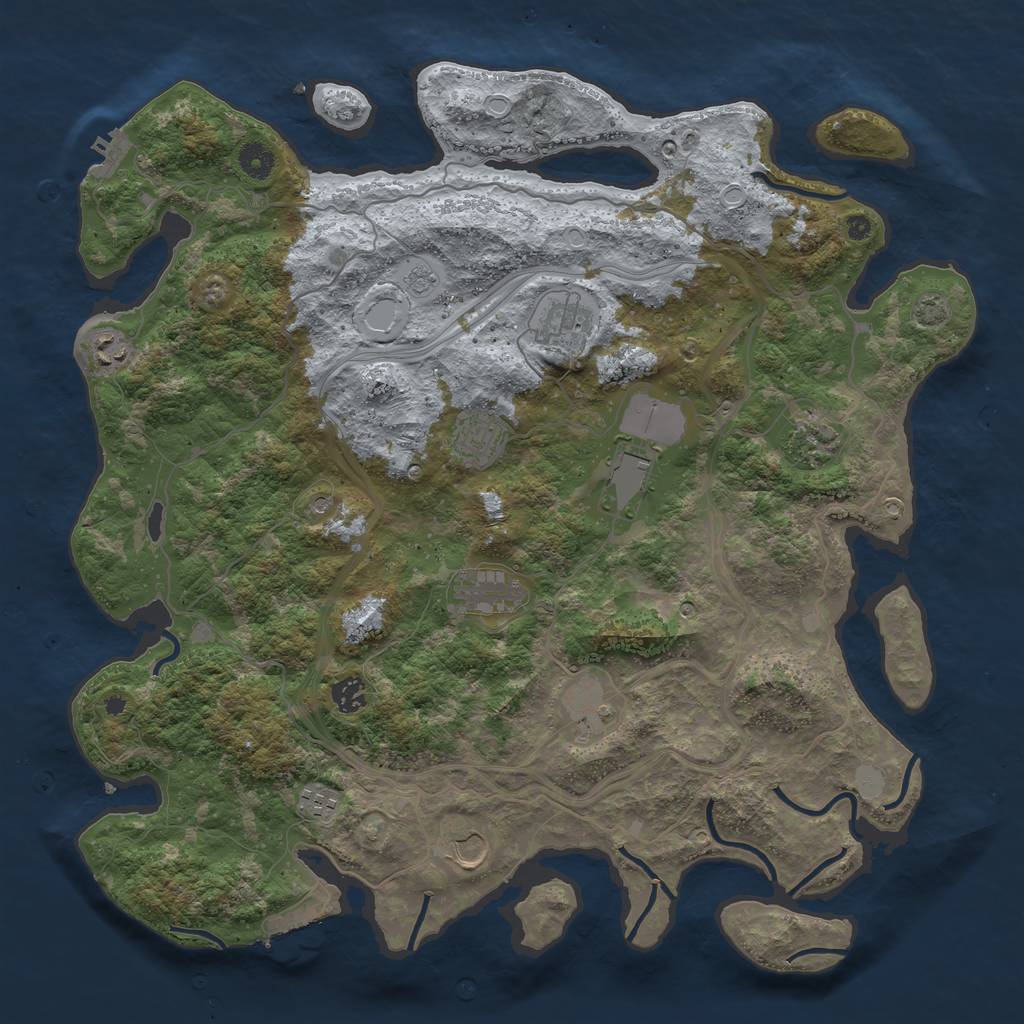Rust Map: Procedural Map, Size: 4300, Seed: 36038332, 18 Monuments