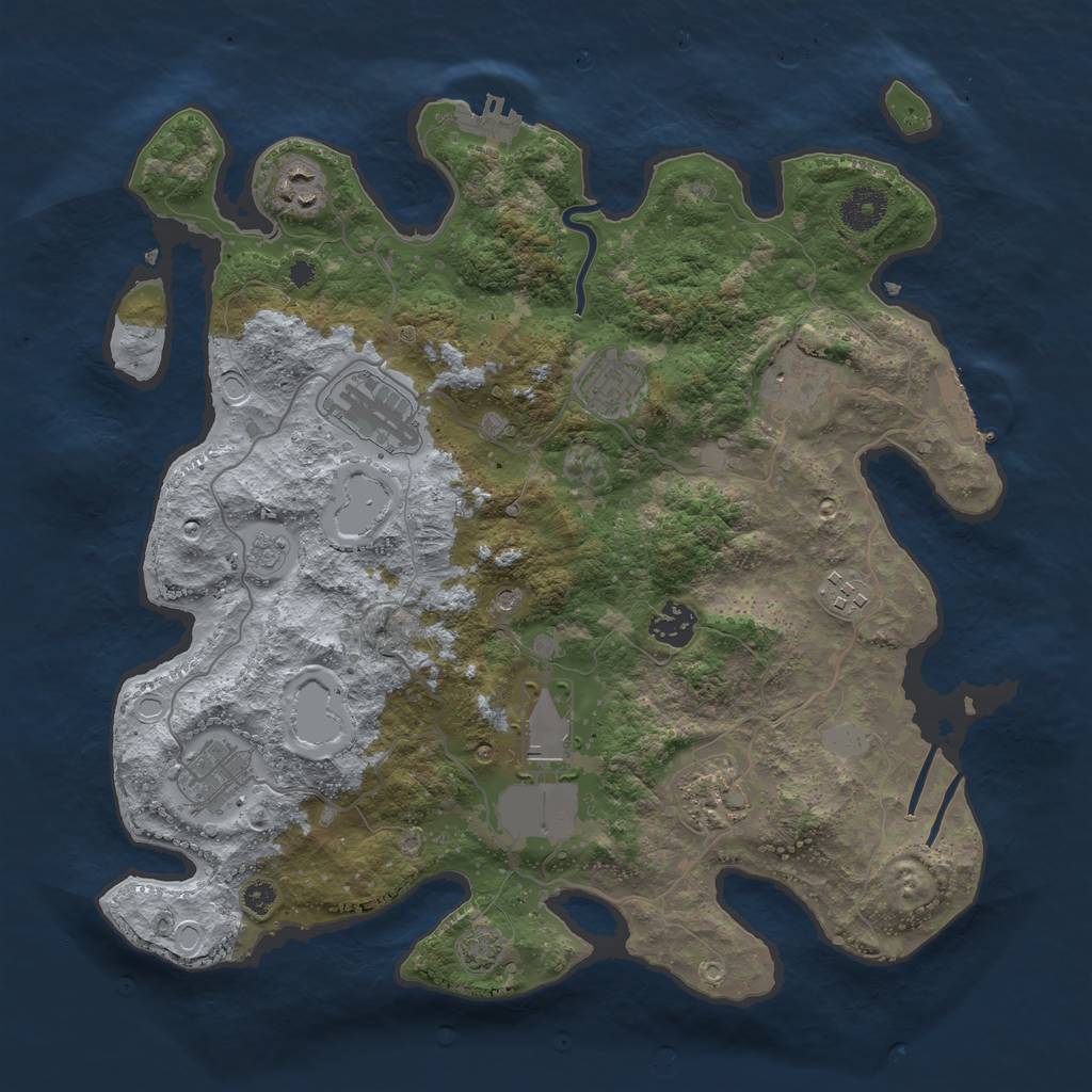 Rust Map: Procedural Map, Size: 3600, Seed: 91184449, 17 Monuments