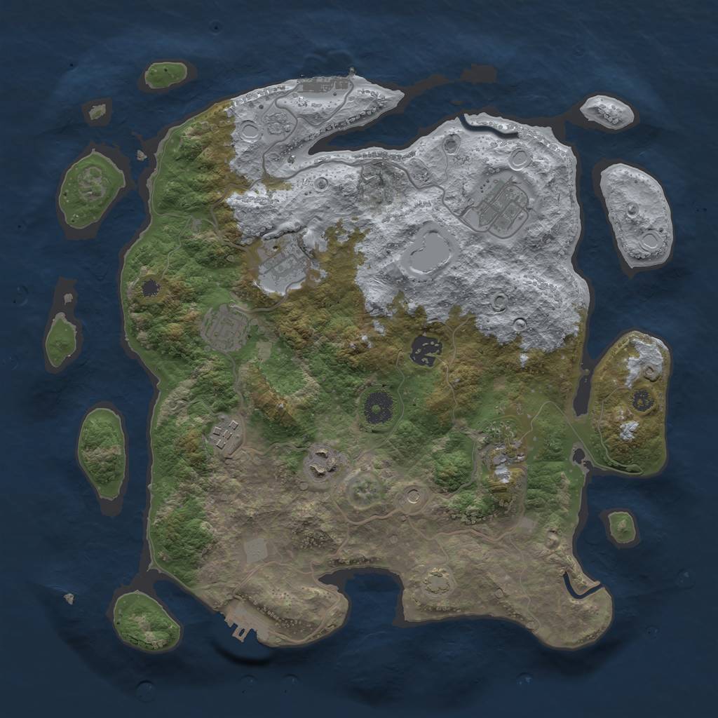 Rust Map: Procedural Map, Size: 3450, Seed: 43074313, 15 Monuments