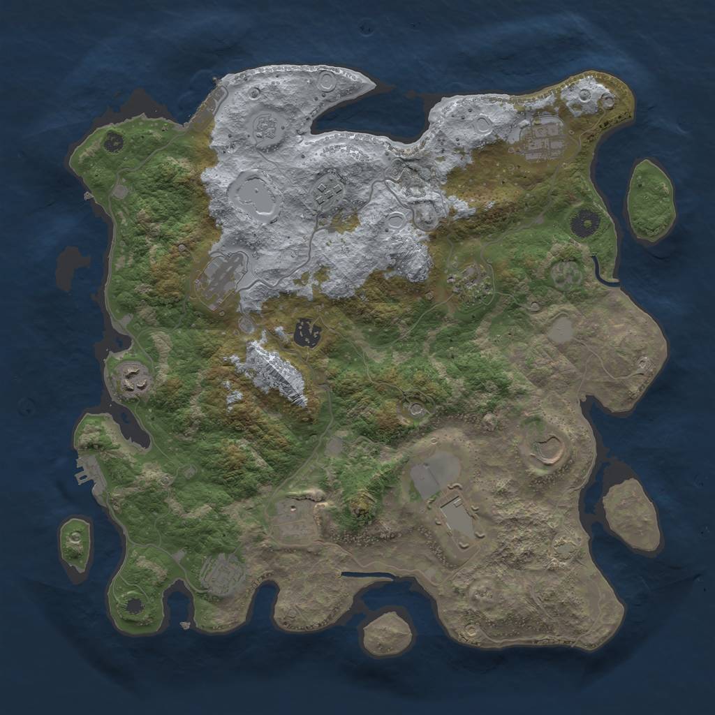 Rust Map: Procedural Map, Size: 3800, Seed: 69711413, 18 Monuments