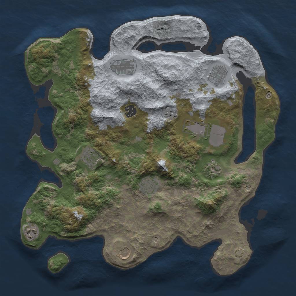 Rust Map: Barren, Size: 3700, Seed: 98757759, 14 Monuments
